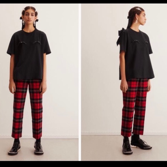 Simone Rocha x HM Beaded Appliquéd T-shirt Cotton Black Limited Edition XS NWT - Picture 6 of 15